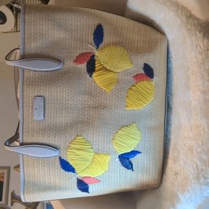 Kate Spade Ash straw lemon zest large tote